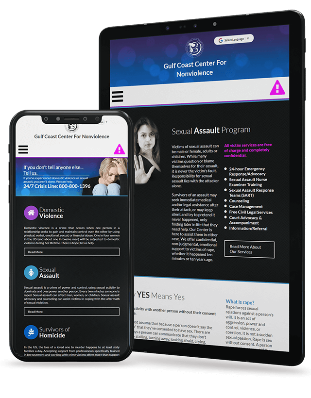 GCCFN home page displayed on iPad and iPhone screens
